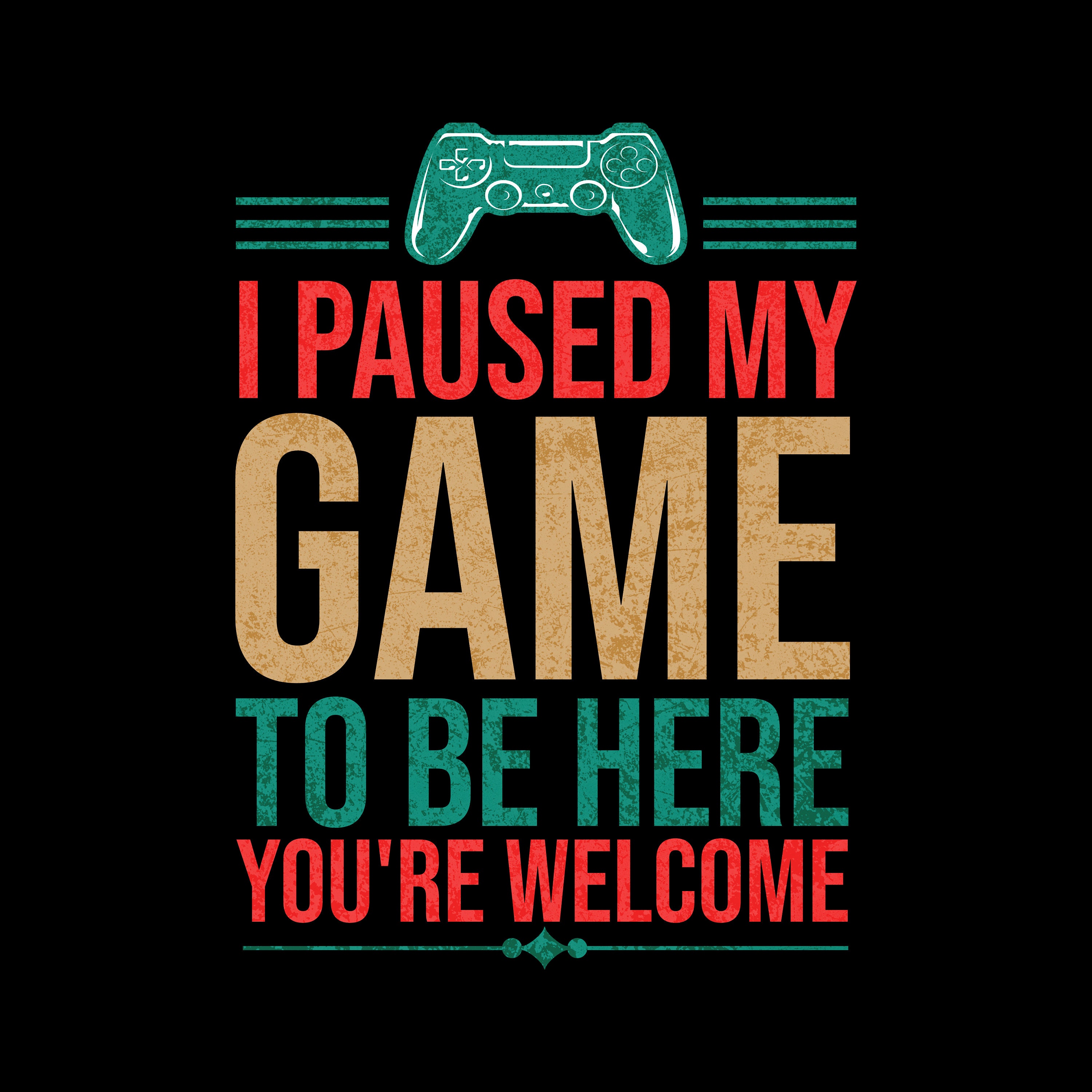 My game is paused talk fast or feed me pizza gaming t-shirt design. Online  video gamer t-shirt design. T-shirt design ideas. T-shirt design quotes pro  download 20913276 Vector Art at Vecteezy
