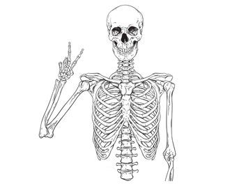 Halloween Skeleton Peace Sign SVG PNG, Digital Print Download