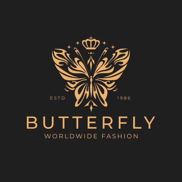 Kundenspezifisches digitales Logo, Schmetterlings-Logo, Boutique-Mode-Logo, Kosmetik-Glam-Logo, Lash-Nail-Haar-Business-Logo