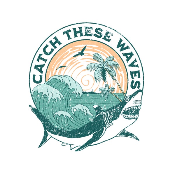 Catch the Waves png, Funny png, Beach png, Summer png, Surfer gift, Surf png