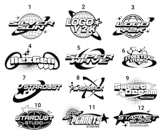 Custom Digital Y2K Logo, svg, png, eps
