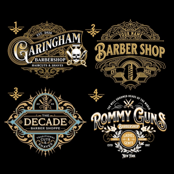 custom branding for logo vintage barber shop, logo custom