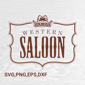 Western Saloon Svg, Cowboy saloon svg, Rodeo Saloon svg, Silhouette, Saloon svg, Western Alphabet saloon, Cricut, Procreate saloon