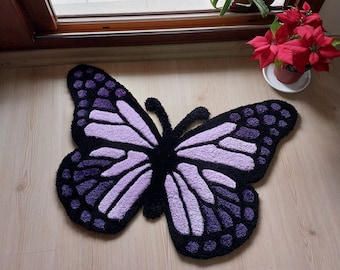 Butterfly Fluffy Tufted Rug / %100 HANDMADE