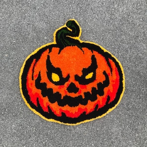 Halloween Pumpkin Fluffy Tufted Rug / %100 HANDMADE