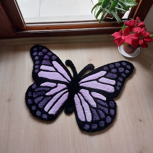 Butterfly Fluffy Tufted Rug / %100 HANDMADE