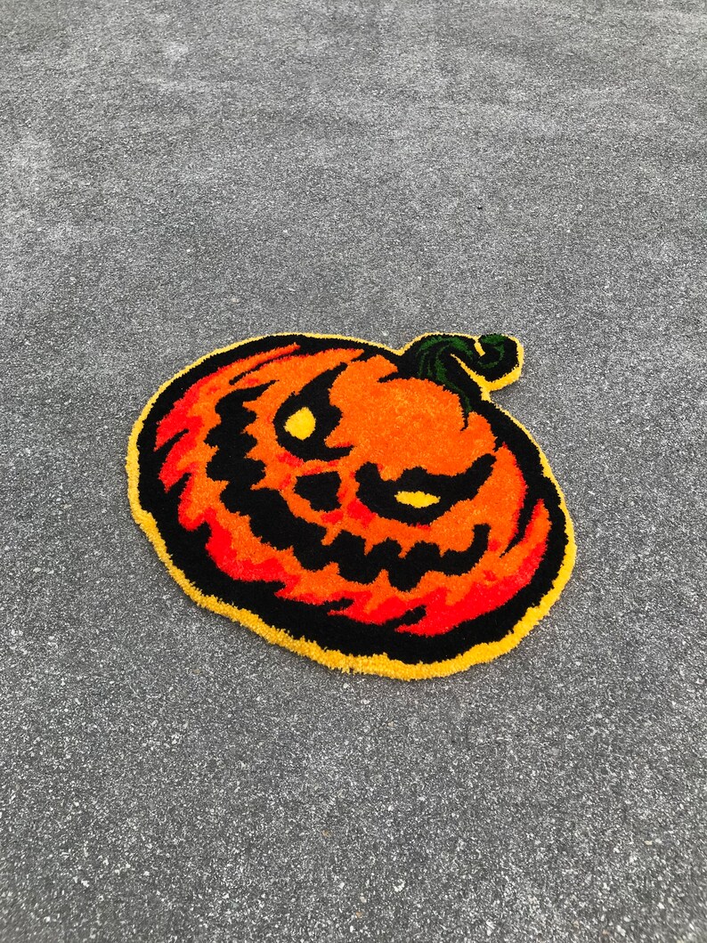 Halloween Pumpkin Fluffy Tufted Rug / %100 HANDMADE - Etsy