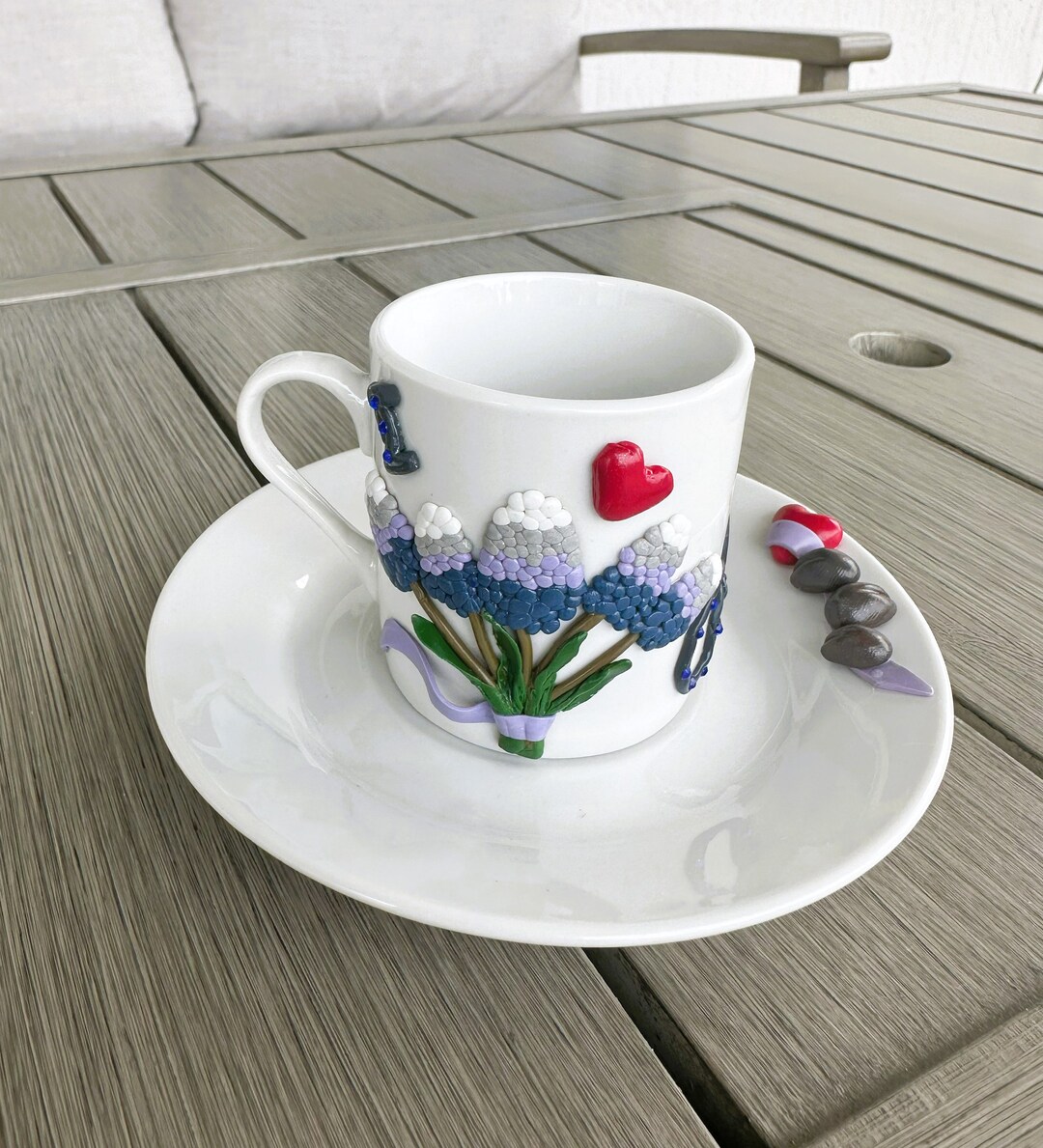 Handmade Espresso Cup, Polymer Clay 3D Coffee Espresso Cup, Decorated