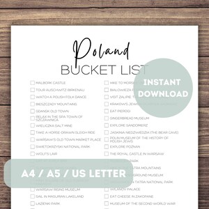 Polen Bucket List zum Ausdrucken | Polen Reiseplaner | Reise Abenteuer Checkliste | Europa Reiseliste | Weltreise Geschenk