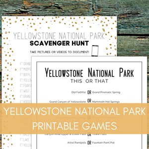 Yellowstone National Park Printable Vacation Games US National Park Travel Games for Family Road Trips