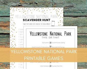 Yellowstone National Park druckbare Urlaubsspiele US National Park Reisespiele für Familienausflüge