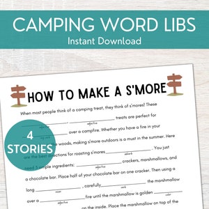 Family Camping Word Game Printable | Funny Word Libs for Camping Party |  Camping Activities for Adults and Kids