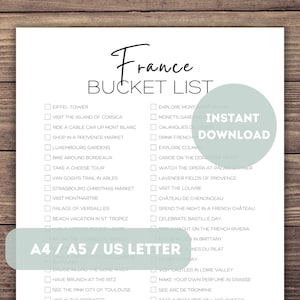 Frankreich Bucket List Printable | Frankreich Reiseplaner Checkliste | Frankreich Reise Abenteuer Liste | Europa Travel Bucket List