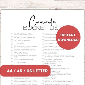 Kanada Bucket List Printable | Kanada Reiseplaner Checkliste | Kanada Reise Abenteuer Liste