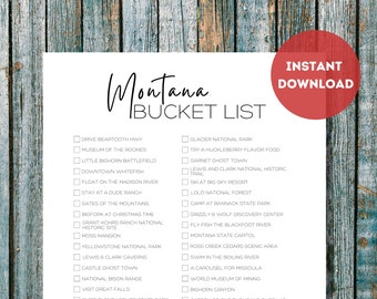 Montana Bucket List Printable America's 50 States Travel Planner Checklist Montana Travel Adventure List