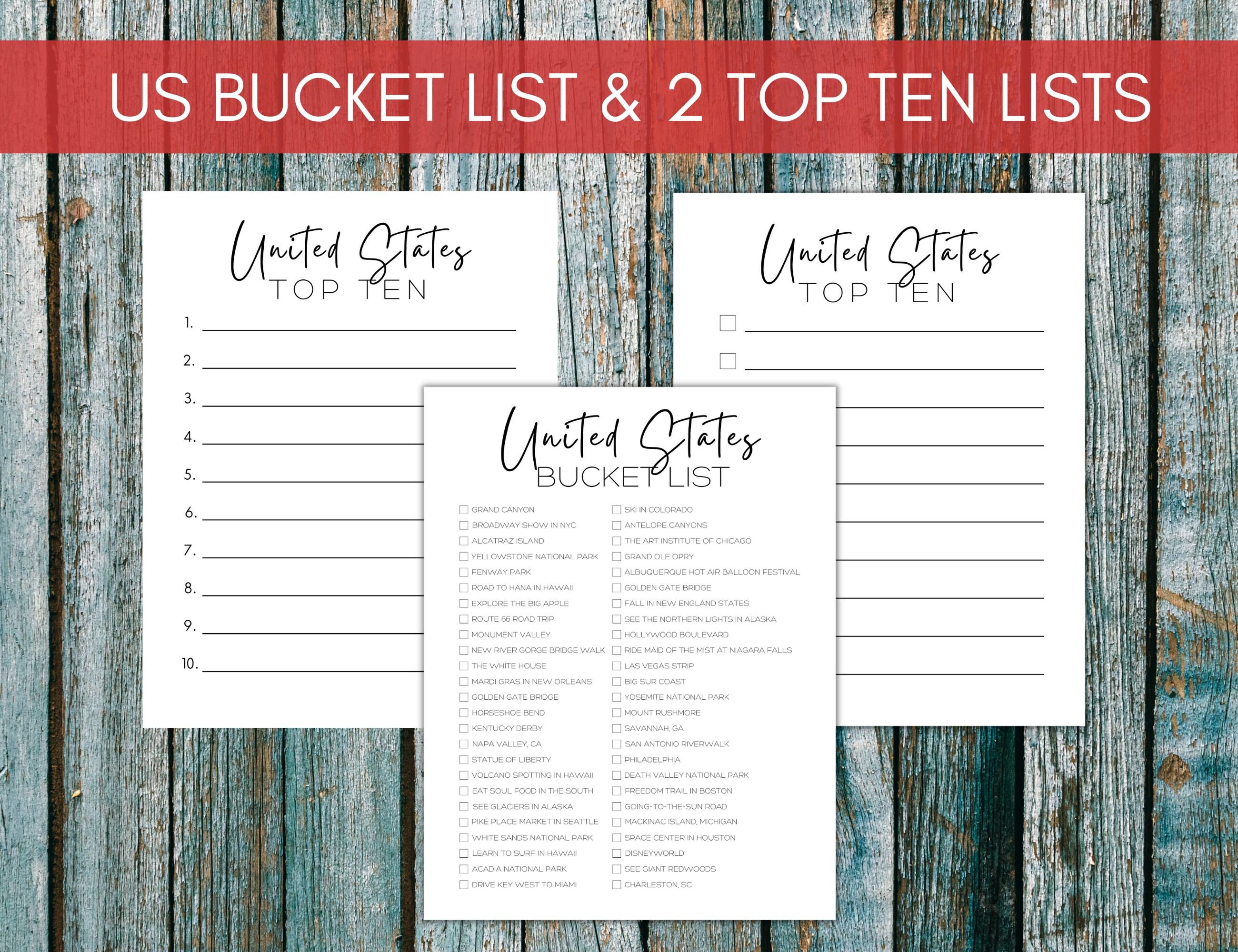 US Bucket List Printable America's National Parks Checklist 50 State
