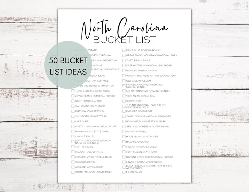 North Carolina Bucket List Printable North Carolina State Parks and