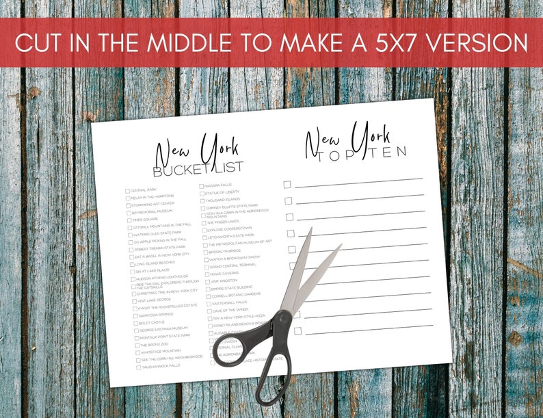 New York Bucket List Printable | America's 50 States Travel Planner ...