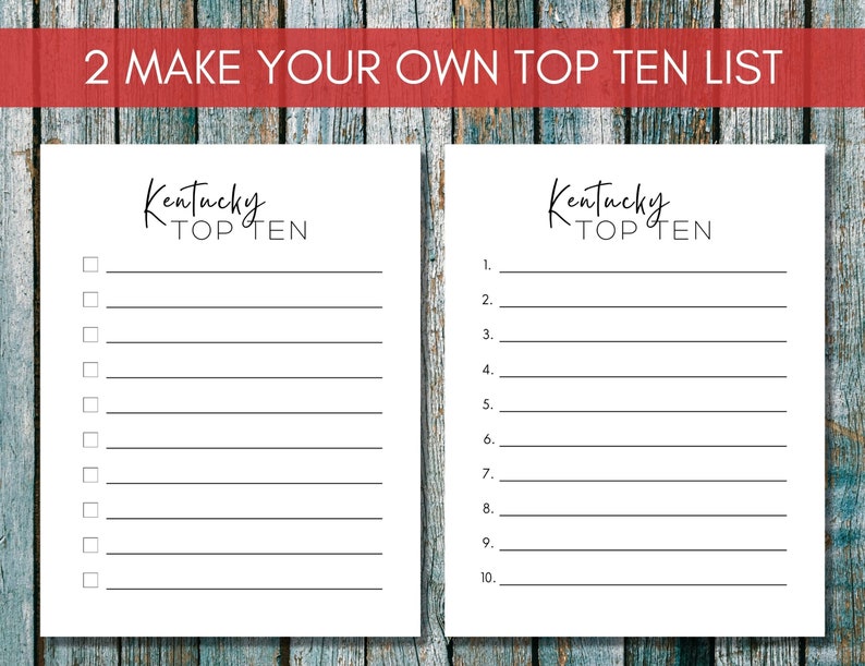 Kentucky Bucket List Printable America's 50 States Travel Planner