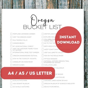 Oregon Bucket List zum Ausdrucken | Amerikas 50 Staaten Reiseplaner-Checkliste | “Oregon Travel Adventure Wunschliste