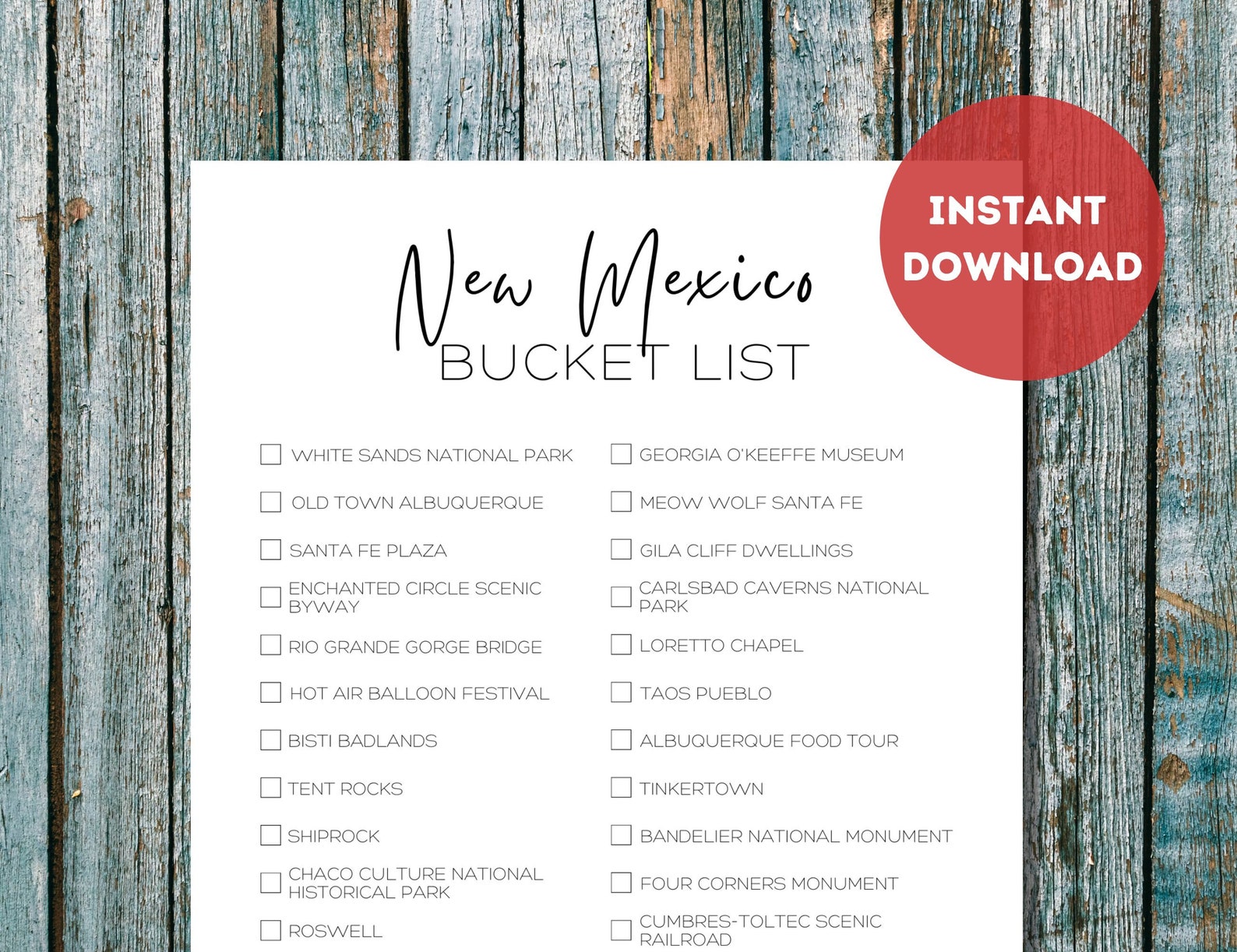 New Mexico Bucket List Printable America's 50 States - Etsy