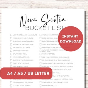 Nova Scotia Bucket Liste zum Ausdrucken | Kanada Reiseplaner Checkliste | Nova Scotia Travel Adventure Wunschliste Tracker