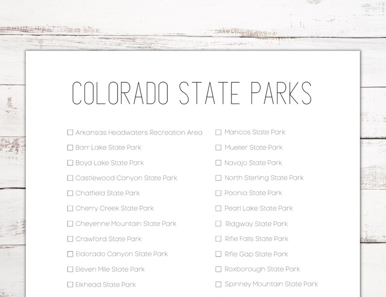 Colorado State Parks and Recreation Checklist Colorado Park Tracker