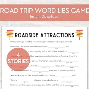 Family Road Trip Games | Printable Travel Games for Friends | Funny Fill in the Blank Word Libs Games for Vacation
