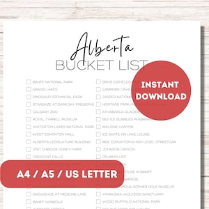 Alberta Bucket List zum Ausdrucken | Kanada Reiseplaner Checkliste | Alberta Travel Adventure Wunschliste
