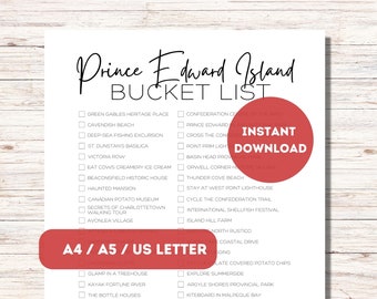 Prince Edward Island Bucket List Printable | Canada Travel Planner Checklist | Prince Edward Island Travel Adventure List