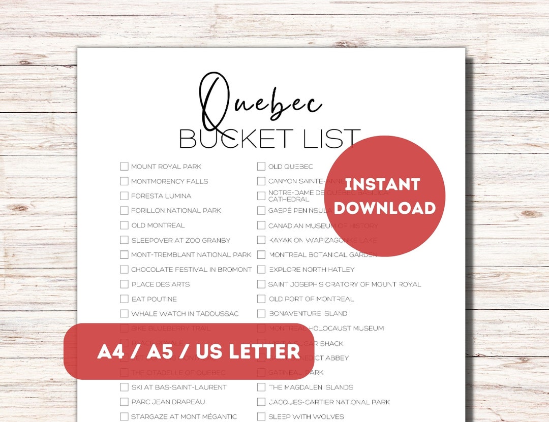 Quebec Bucket List Printable Canada Travel Planner Checklist Quebec