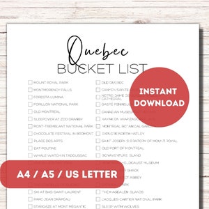 Quebec Bucket List zum Ausdrucken | Kanada Reiseplaner Checkliste | Québec Travel Adventure Wish List