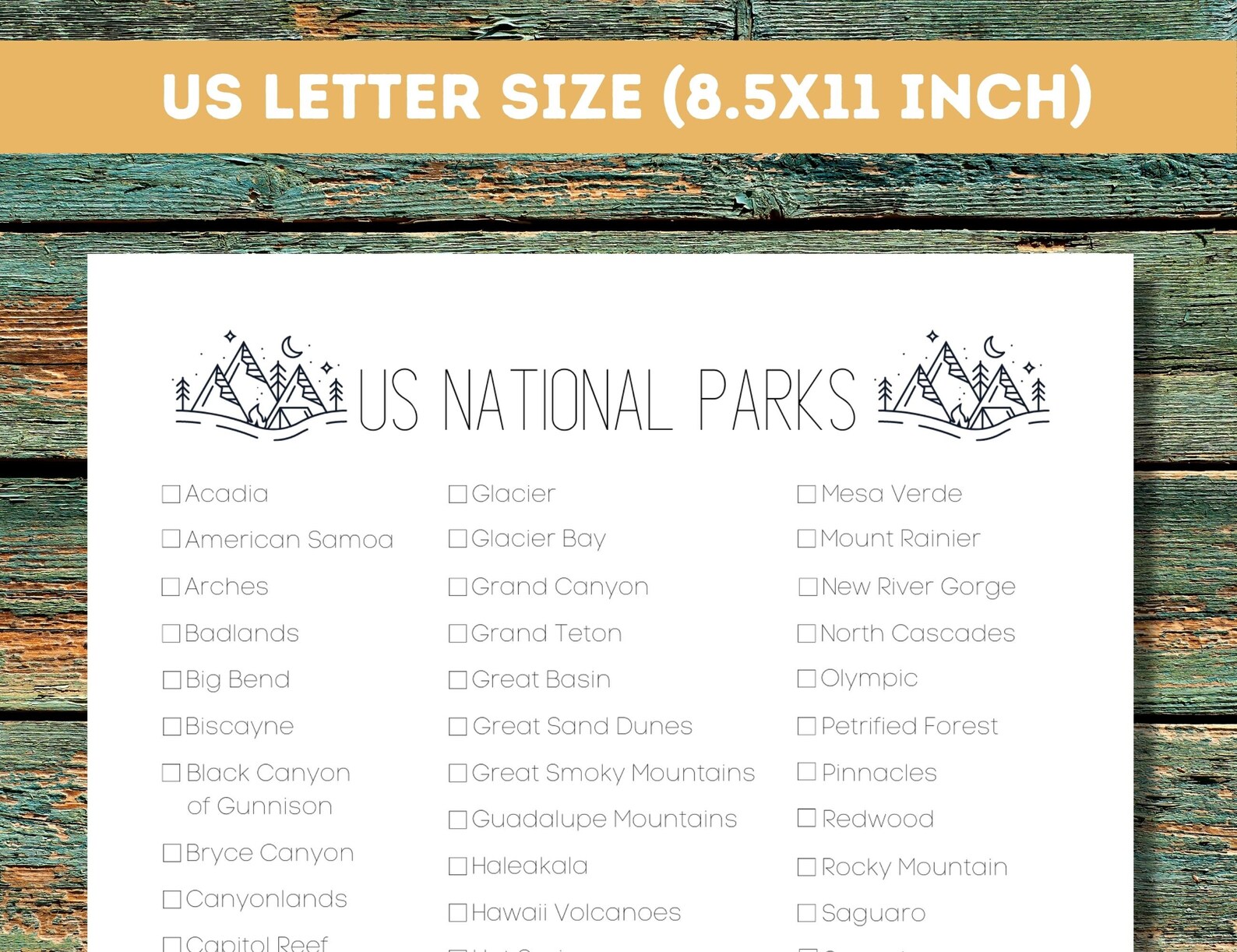 US National Park Checklist | Printable 63 Parks 2024 Complete List ...