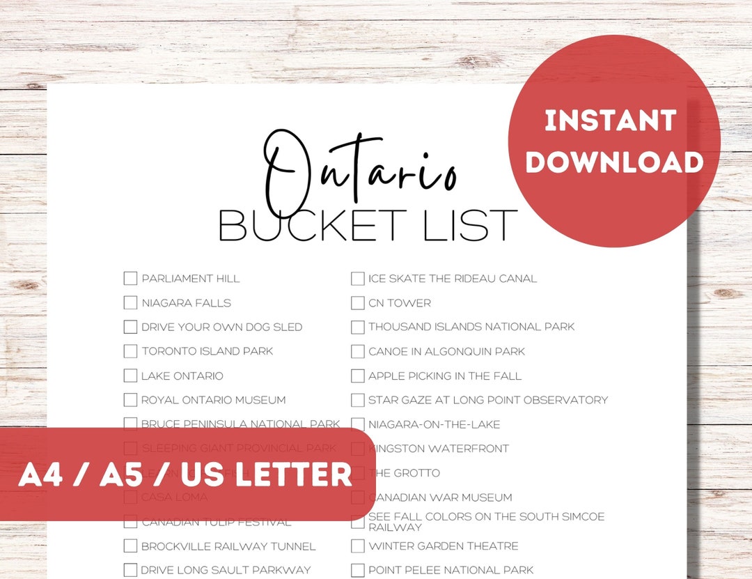 Ontario Bucket List Printable Canada Travel Planner Etsy