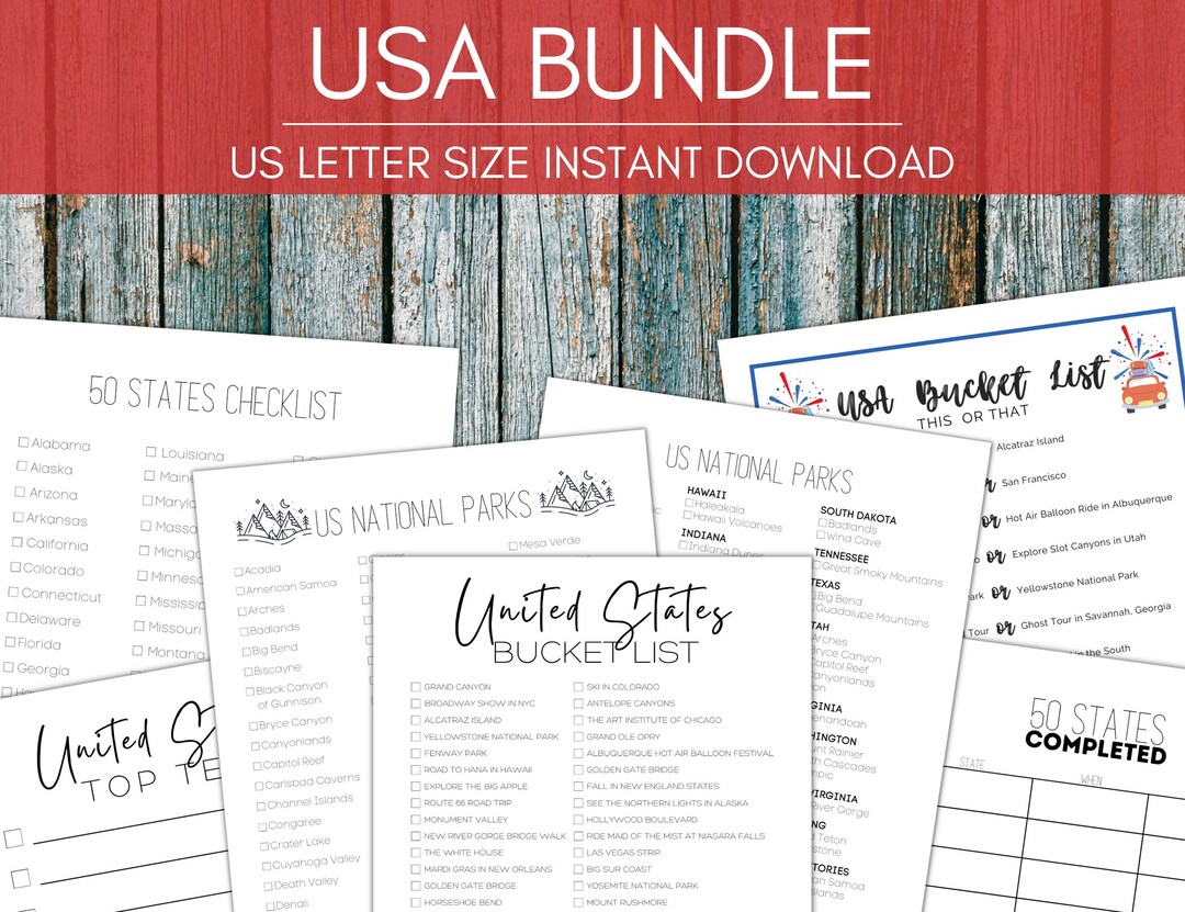 US Bucket List Printable America's National Parks Etsy