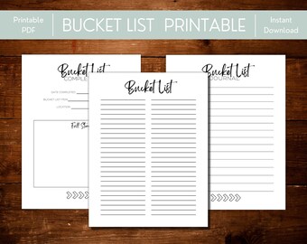 Printable Bucket List PDF | Blank DIY Bucket List | Goal Planner Checklist | Bucket List Journal | Life To Do List | Travel Adventure 47