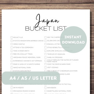 Japan Bucket List Printable | Japan Travel Planner Checklist | Japan Travel Adventure List