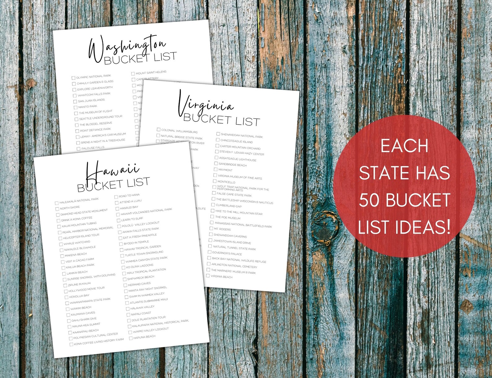 50 States Bucket List Printables Bundle United States Travel Etsy