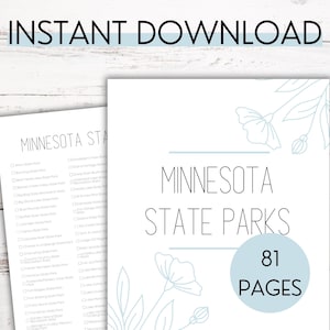 Páginas imprimibles del diario de viaje de la lista de verificación de parques y recreación del estado de Minnesota