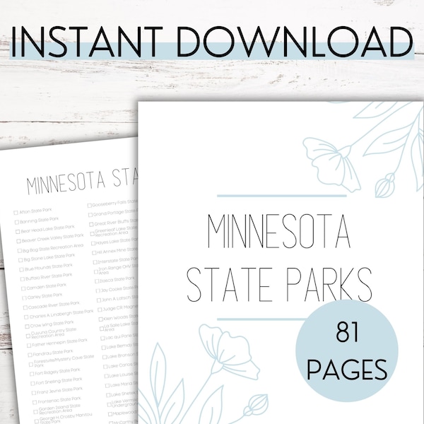 Minnesota State Parks and Recreation Checklist Printable Travel Journal Pages