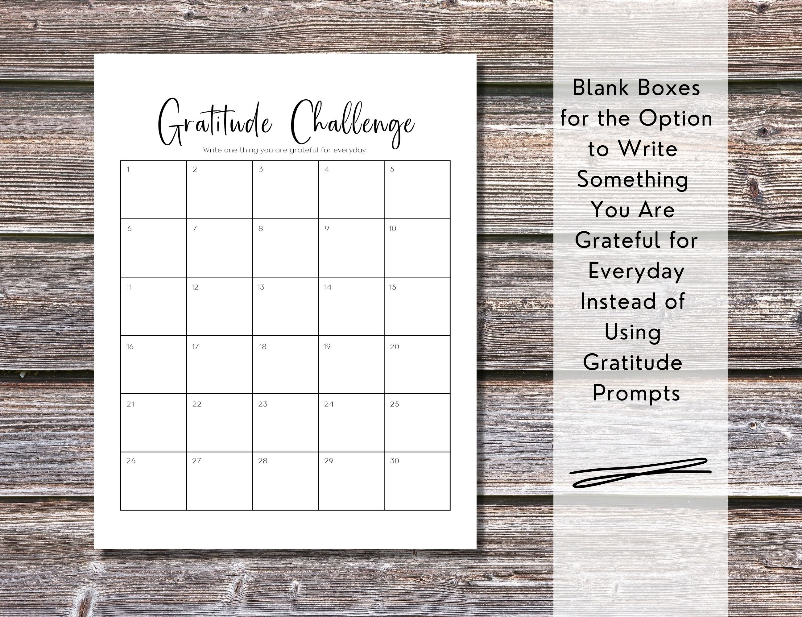 30 Day Gratitude Challenge Printable Monthly Challenge Tracker 30 Day Gratitude Challenge Printable Monthly Challenge Tracker