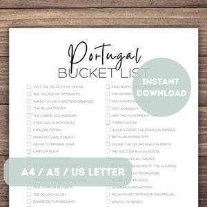 Portugal Bucket List zum Ausdrucken | Portugal Reiseliste | Reise Abenteuer Checkliste | Europa Reise