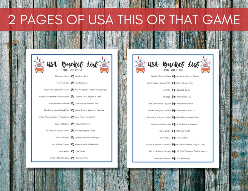 US Bucket List Printable America's National Parks Checklist 50 State