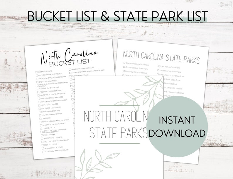 North Carolina Bucket List Printable North Carolina State Parks and
