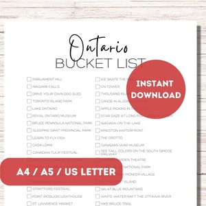 Ontario Bucket List Printable | Canada Travel Planner Checklist | Ontario Travel Adventure List