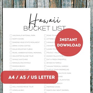 Hawaii Urlaub Bucket Liste Printable | Travel Bucket List Planer | Reise Abenteuer To Do Liste | DIN A4 | DIN A5 | US Letter