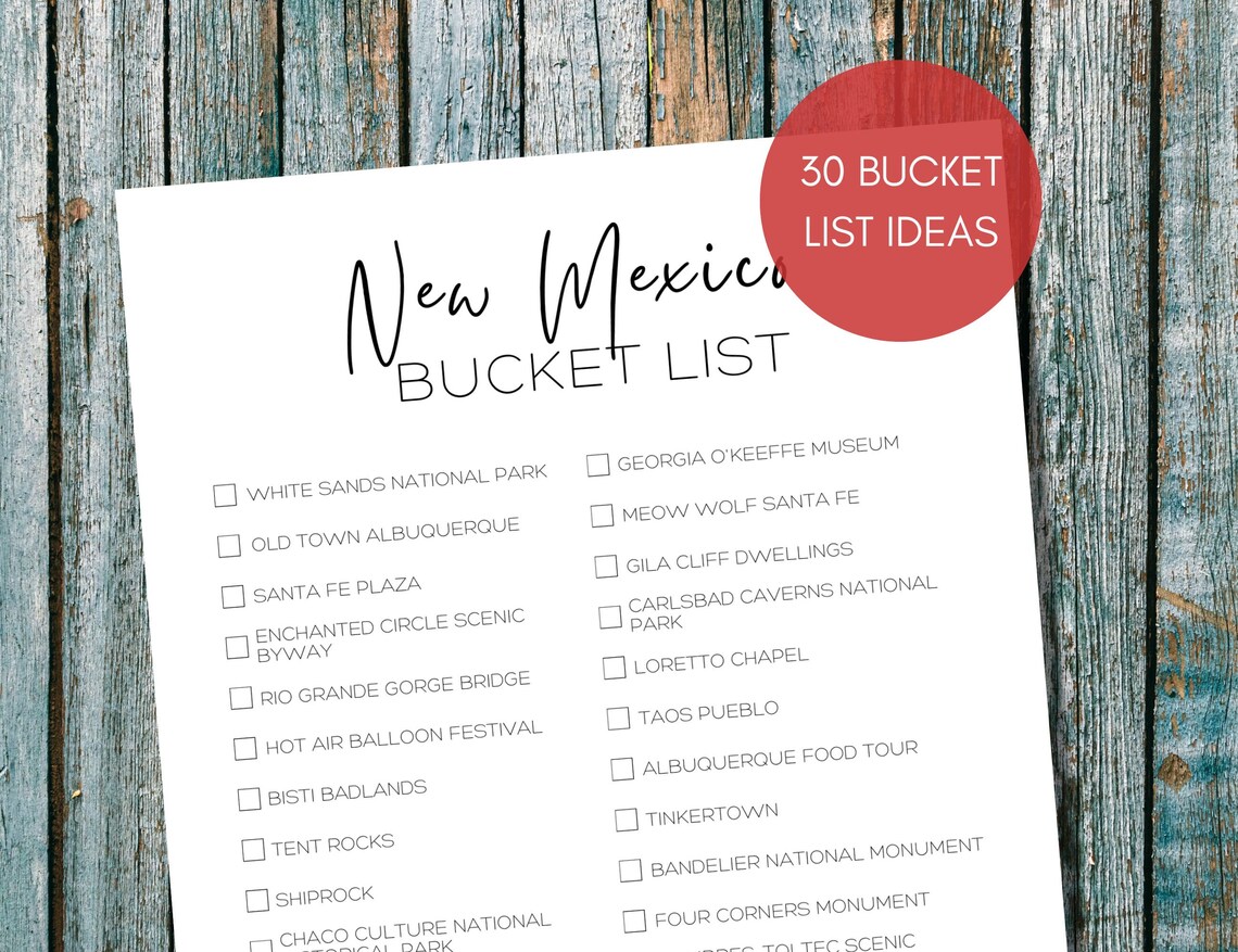 New Mexico Bucket List Printable America's 50 States - Etsy