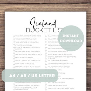 Island Bucket List zum Ausdrucken | Island Reiseplaner | Reise Abenteuer Checkliste | Weltreise Geschenk