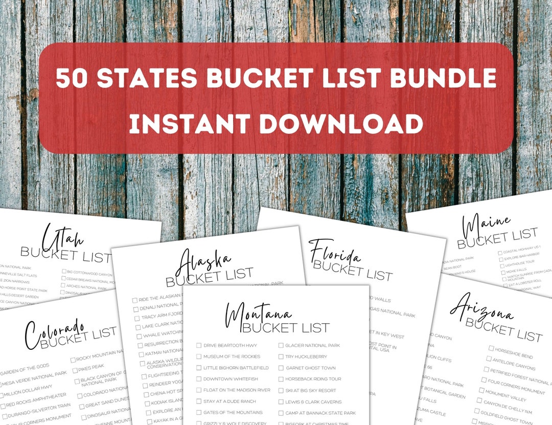 50 States Bucket List Printables Bundle United States Travel