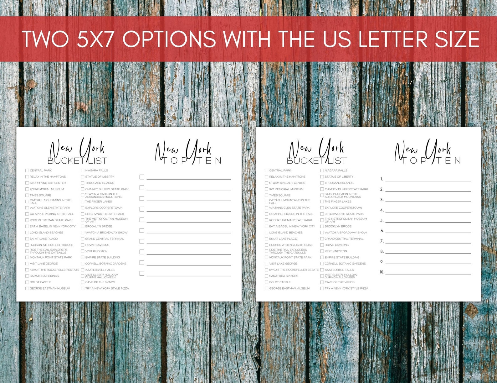 New York Bucket List Printable | America's 50 States Travel Planner ...